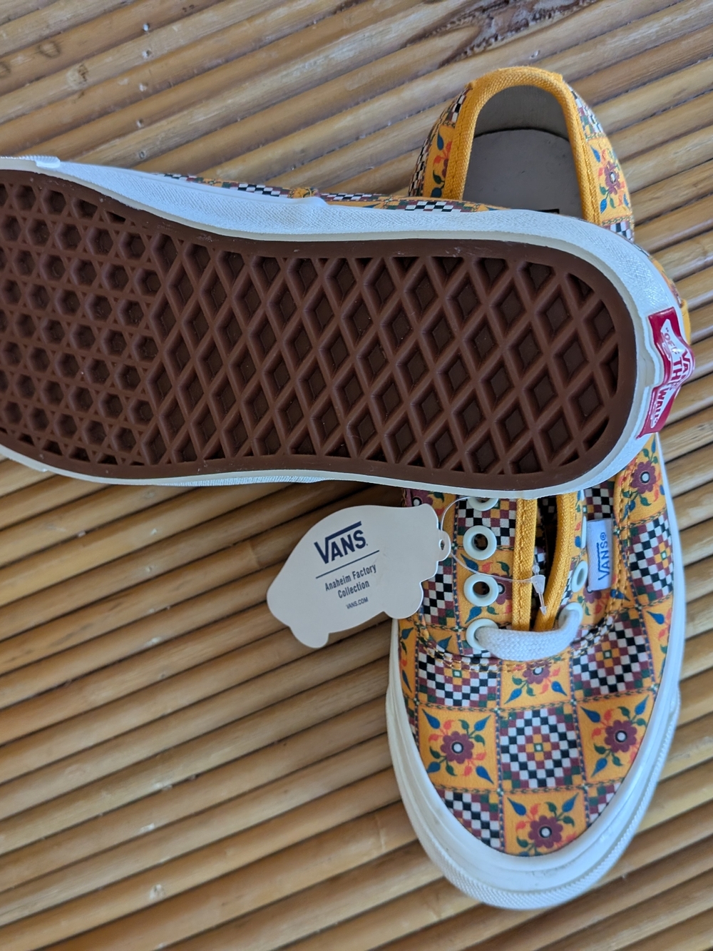 Vans Women's Yellow Multi-Pattern Checker Floral Sneakers - Picture 5 of 5